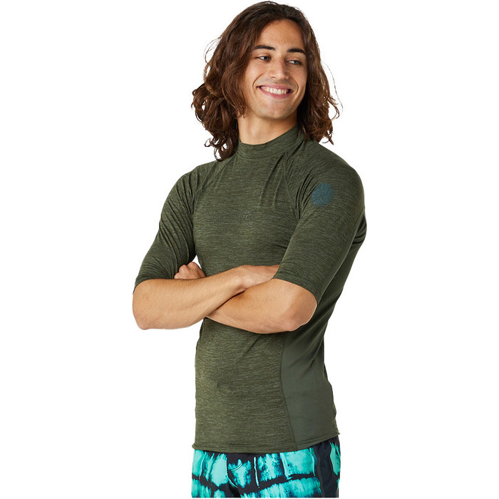 2023 Rip Curl Mnner Dawn Patrol UPF Performance Kurzrmelige Lycra-Weste 14BMRV - Olive Marle